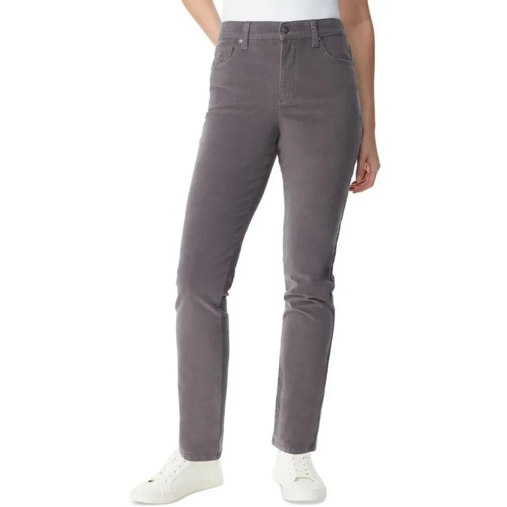 Gloria Vanderbilt Womens Amanda Gray Slimming Casual Straight Leg Pants NWT